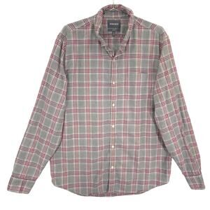 Bonobos Flannel Shirt Mens XL Long Gray Pink White Plaid Long Sleeve Button Down